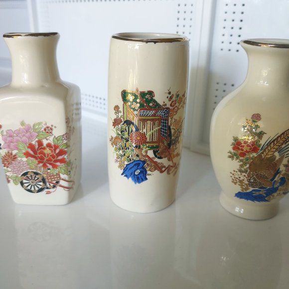 Japanese Vase Set pottery - Picture 2 of 7